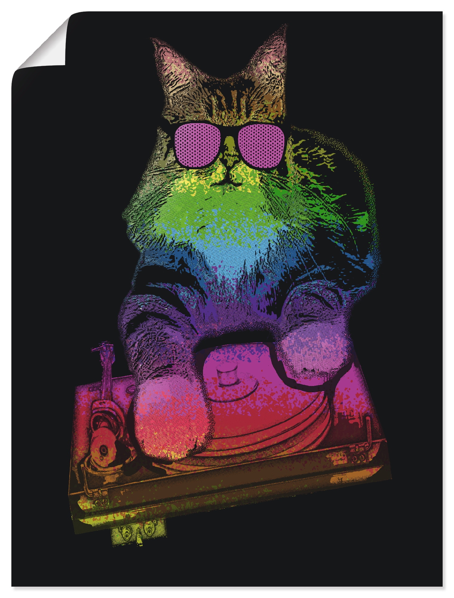 Artland Wandbild »Witzige DJ Katze Party Musik«, Humor, (1 St.), als Alubild, Leinwandbild, Wandaufkleber oder Poster in versch. Grössen von Artland