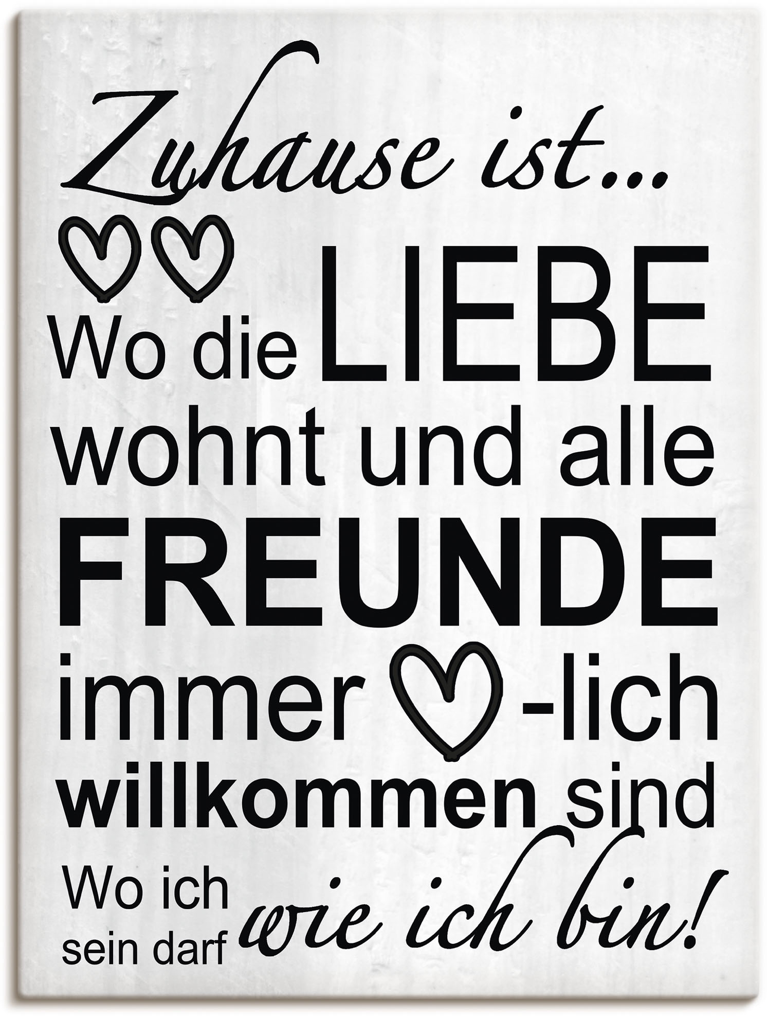 Artland Wandbild »Wo die Liebe wohnt«, Sprüche & Texte, (1 St.), als Alubild, Outdoorbild, Leinwandbild, Poster, Wandaufkleber von Artland