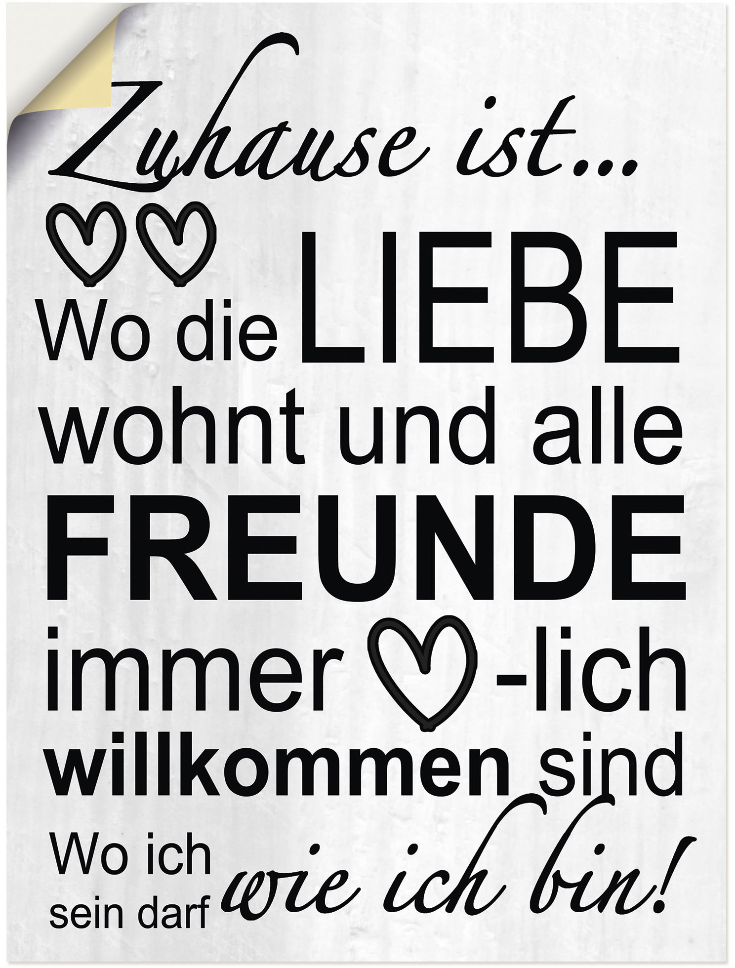 Artland Wandbild »Wo die Liebe wohnt«, Sprüche & Texte, (1 St.), als Alubild, Outdoorbild, Leinwandbild, Poster, Wandaufkleber von Artland