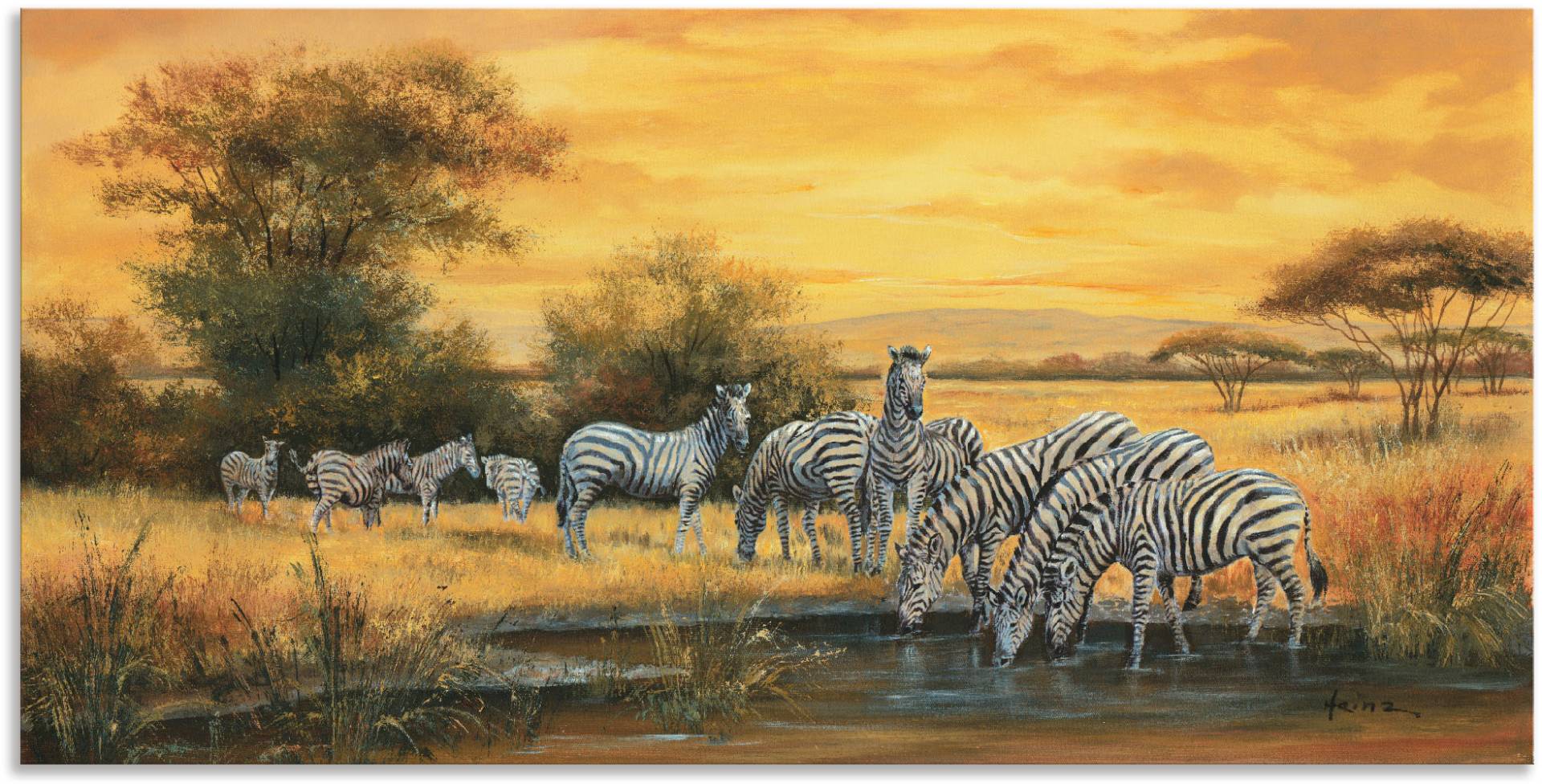 Artland Wandbild »Zebras in der Steppe«, Wildtiere, (1 St.), als Alubild, Leinwandbild, Wandaufkleber oder Poster in versch. Grössen von Artland