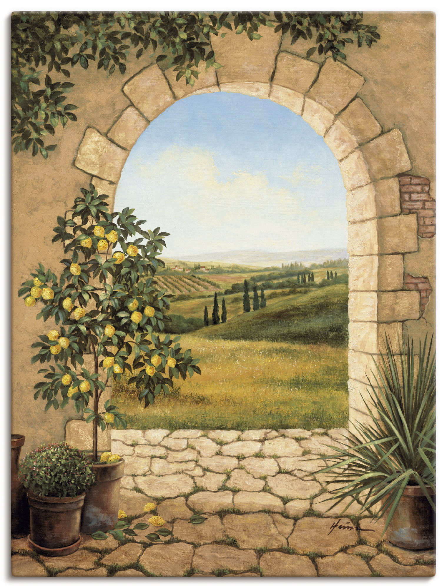 Artland Wandbild »Zitronenbaum vorm Torbogen«, Fensterblick, (1 St.), als Alubild, Outdoorbild, Leinwandbild, Poster, Wandaufkleber von Artland