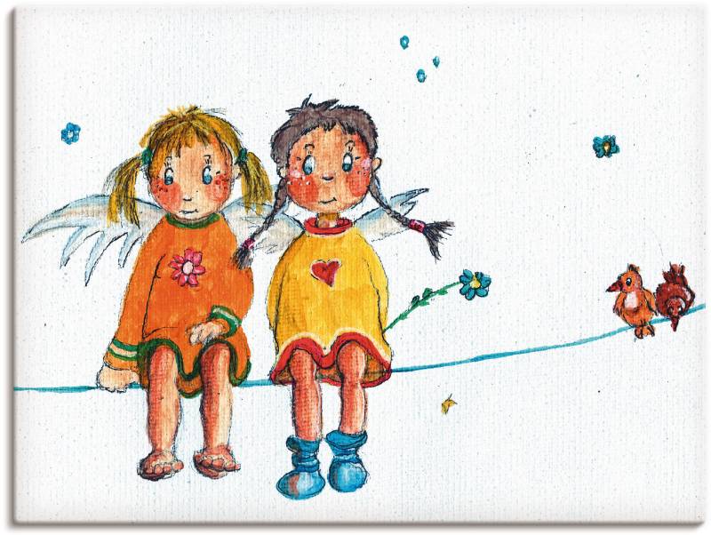 Artland Wandbild »Zwei Engelchen sitzen auf Wäscheleine«, Kinder, (1 St.), als Leinwandbild, Wandaufkleber in verschied. Grössen von Artland