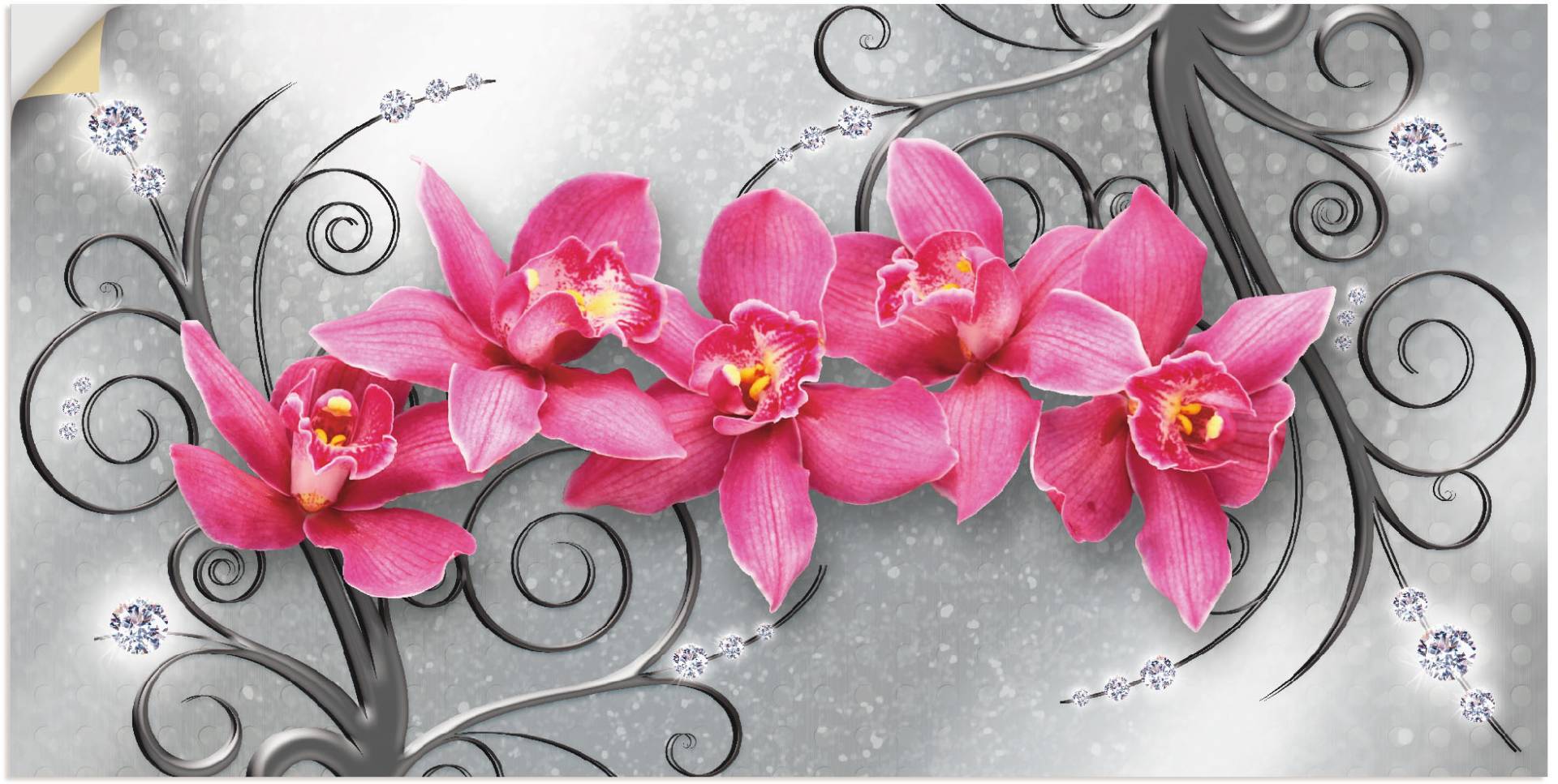Artland Wandbild »rosa Orchideen auf Ornamenten«, Blumenbilder, (1 St.), als Alubild, Outdoorbild, Leinwandbild, Poster, Wandaufkleber von Artland
