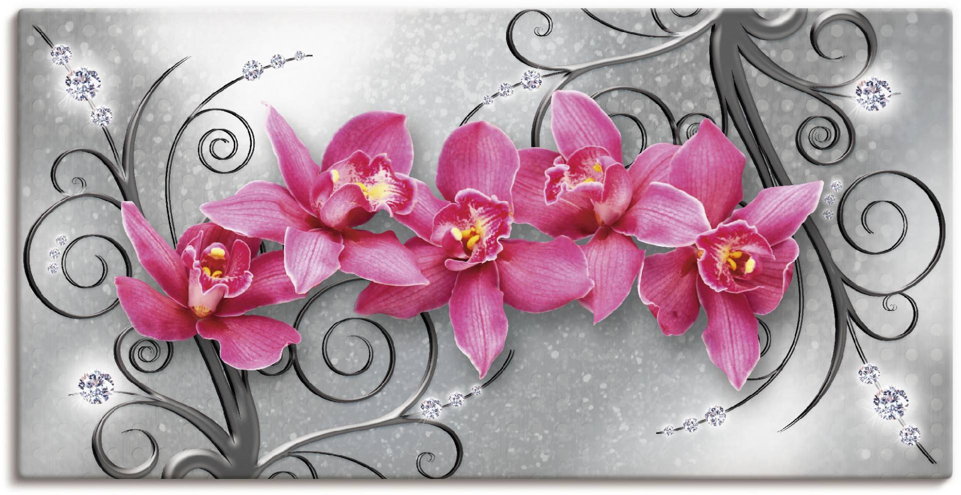 Artland Wandbild »rosa Orchideen auf Ornamenten«, Blumenbilder, (1 St.), als Alubild, Outdoorbild, Leinwandbild, Poster, Wandaufkleber von Artland