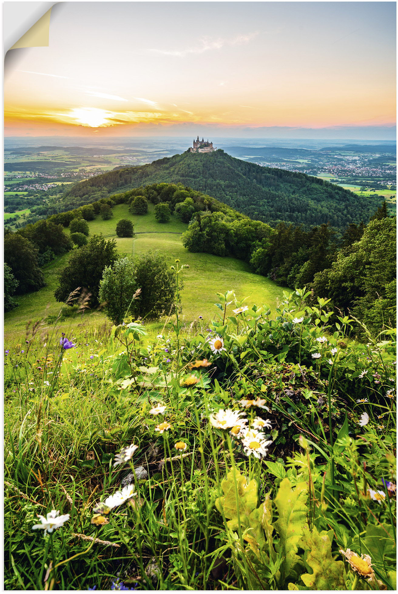 Artland Wandfolie »Burg Hohenzollern bei Sonnenuntergang«, Berge & Alpenbilder, (1 St.), selbstklebend von Artland