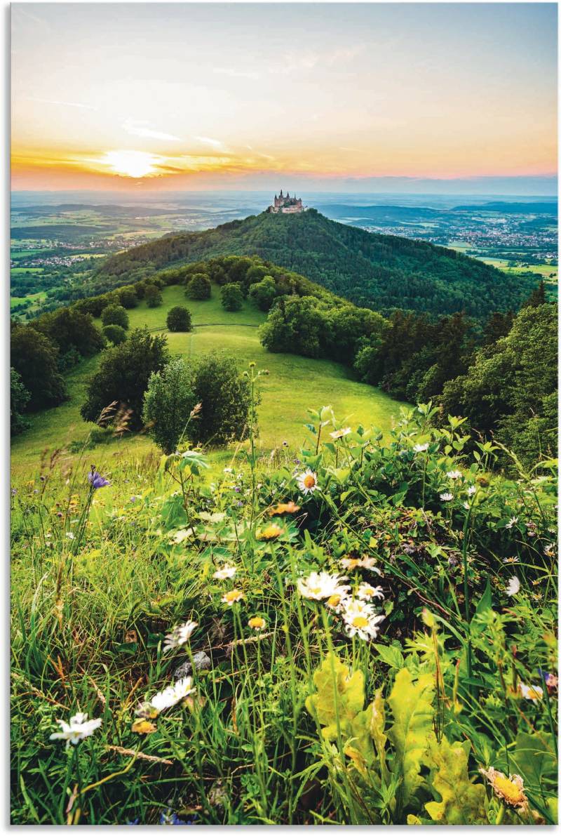 Artland Wandfolie »Burg Hohenzollern bei Sonnenuntergang«, Berge & Alpenbilder, (1 St.), selbstklebend von Artland