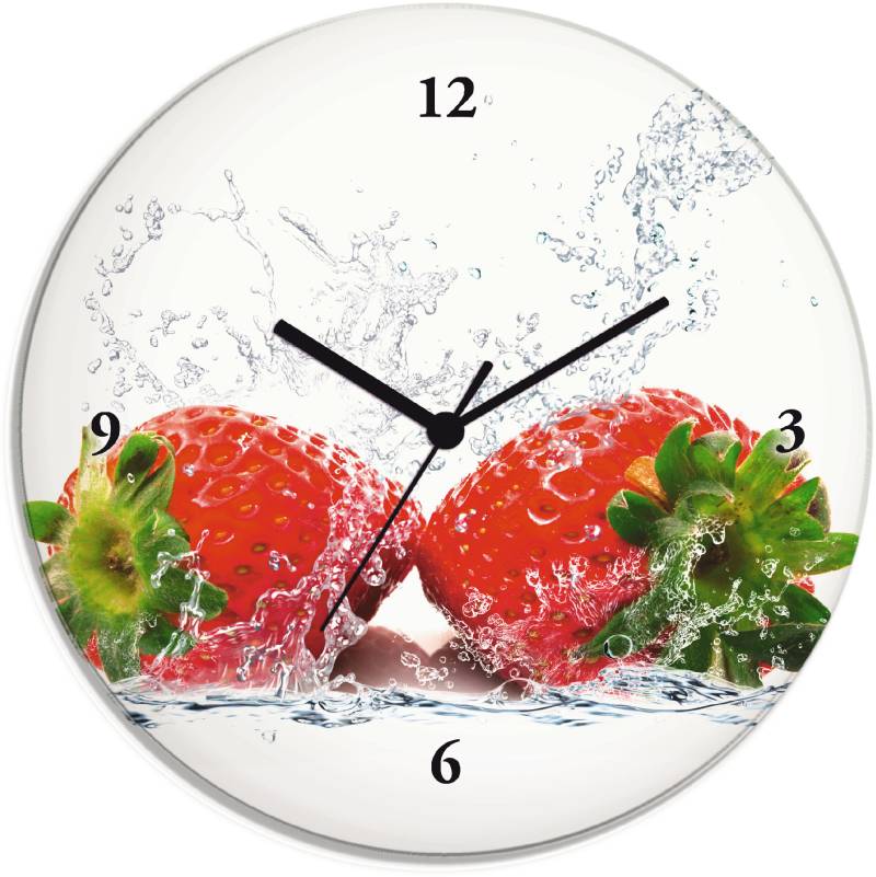 Artland Wanduhr »Erdbeeren mit Spritzwasser«, wahlweise mit Quarz- oder Funkuhrwerk, lautlos ohne Tickgeräusche von Artland