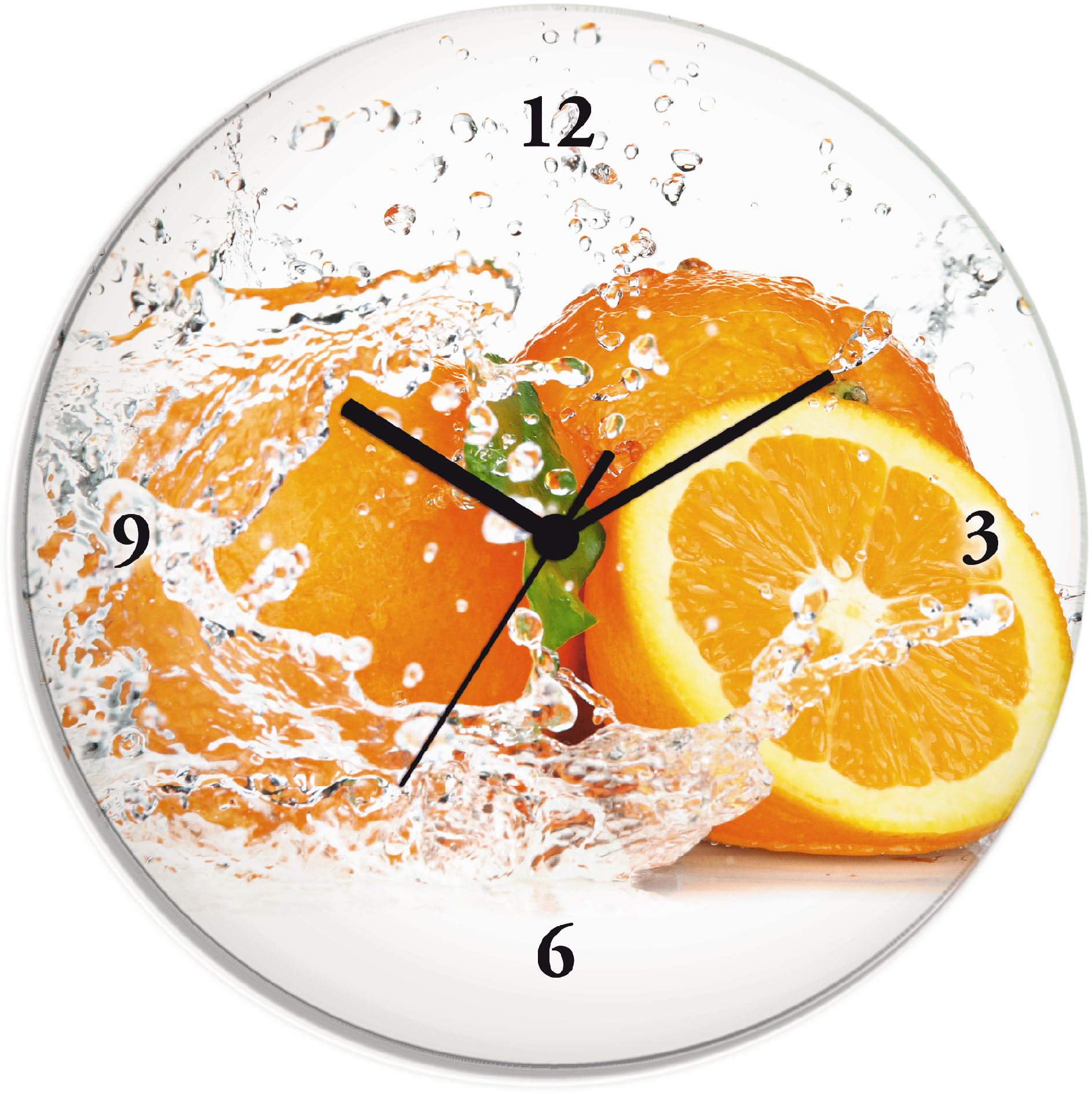 Artland Wanduhr »Orange mit Spritzwasser«, wahlweise mit Quarz- oder Funkuhrwerk, lautlos ohne Tickgeräusche von Artland