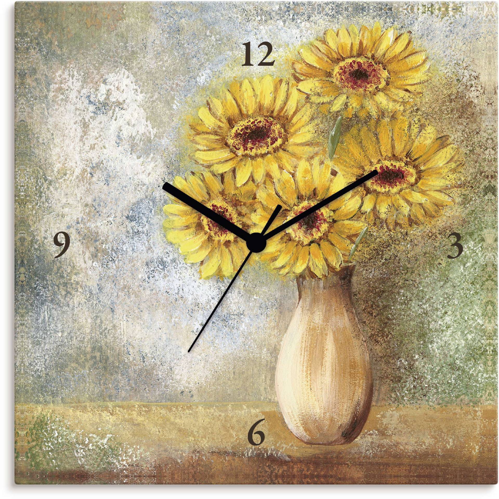 Artland Wanduhr »gelbe Gerberas in Vase I« von Artland