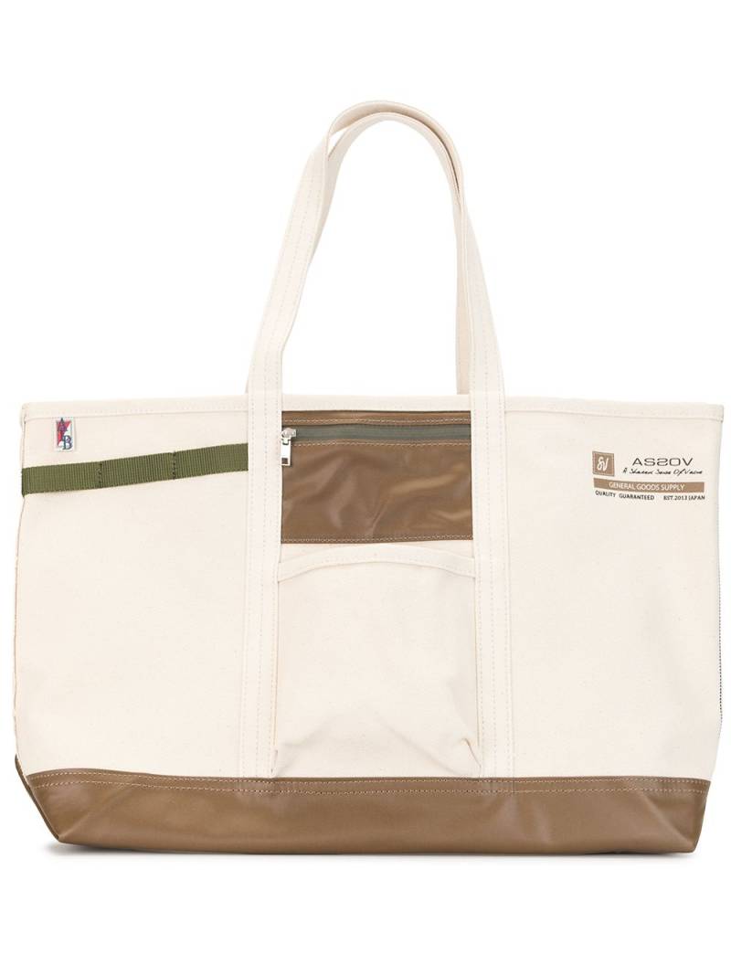 As2ov Alberton canvas tote bag - White von As2ov