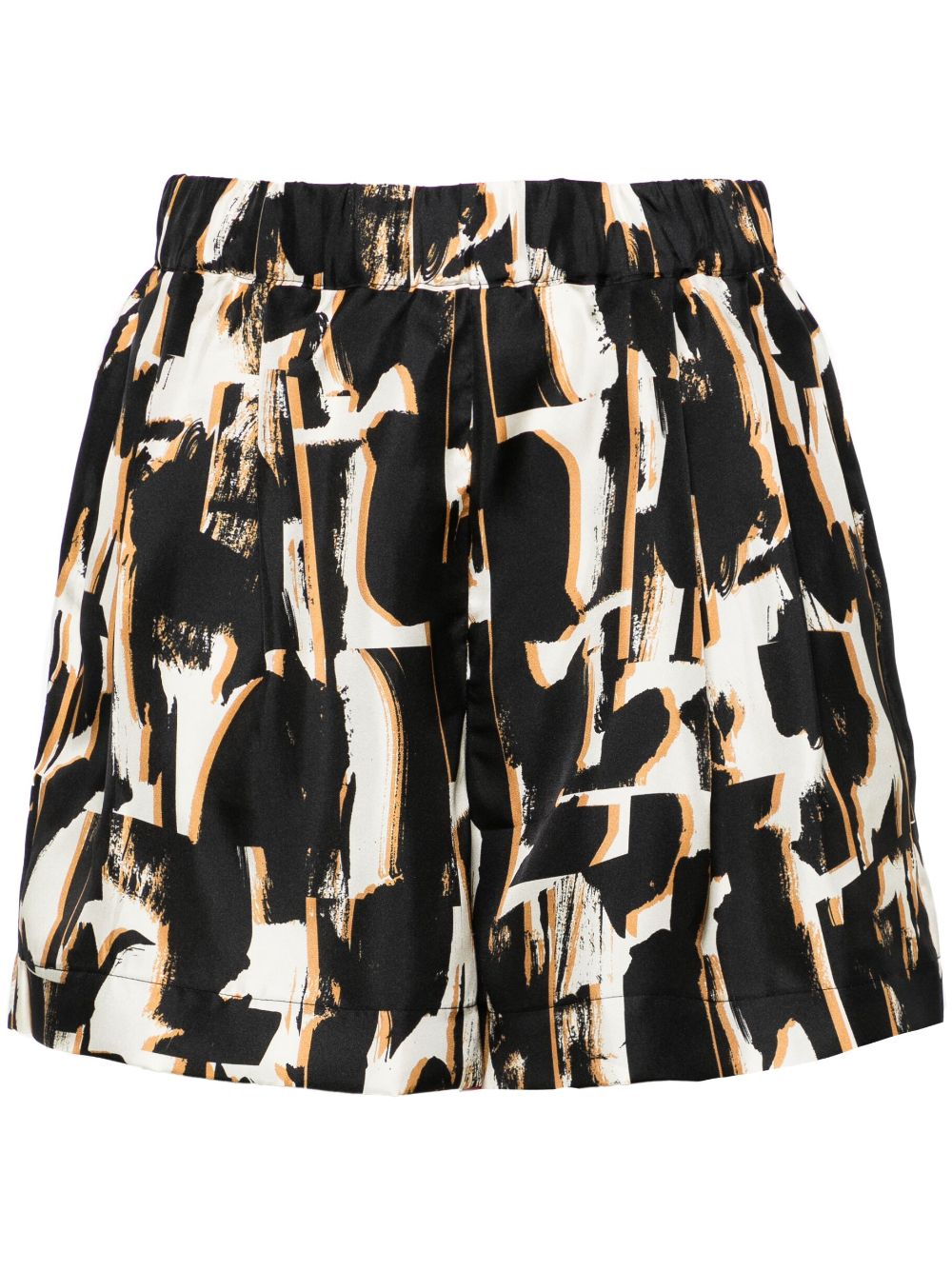 Asceno Zurich abstract-print silk shorts - Black von Asceno