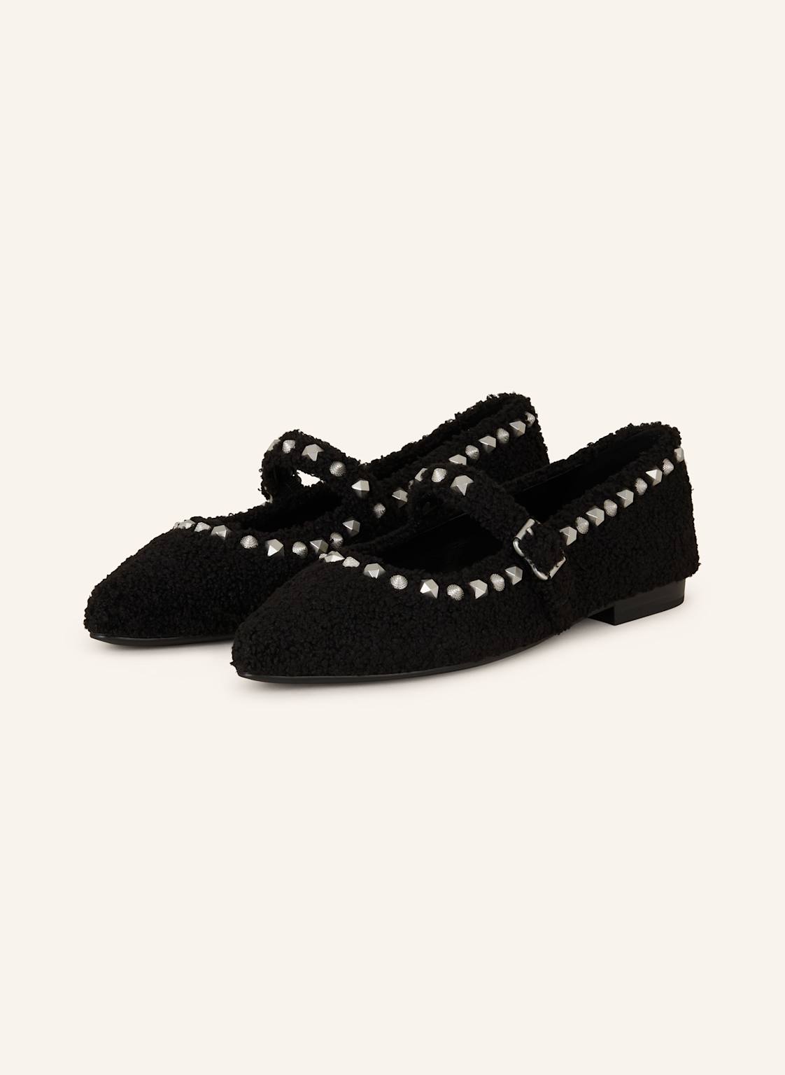 Ash Ballerinas Beatnik Mit Teddyfell Und Nieten schwarz von Ash