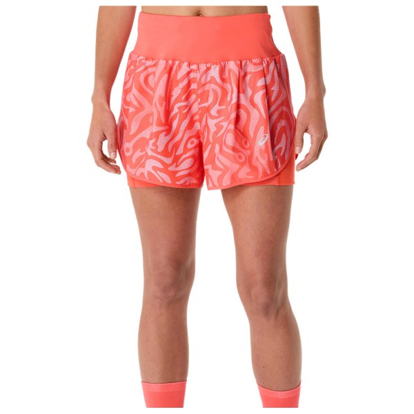 Asics - Women's Road All Over Print 2-n-1 3,5'' Short - Laufshorts Gr L;M;S;XL rot von Asics