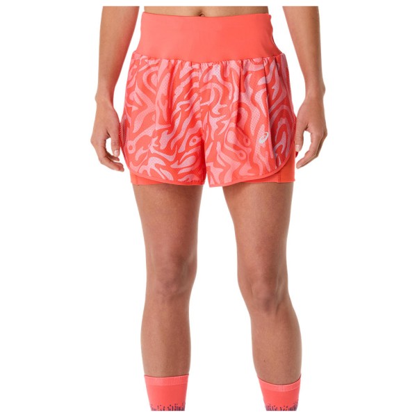 Asics - Women's Road All Over Print 2-n-1 3,5'' Short - Laufshorts Gr L rot von Asics