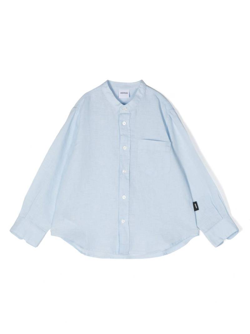 Aspesi Kids collarless patch pocketvshirt - Blue von Aspesi Kids