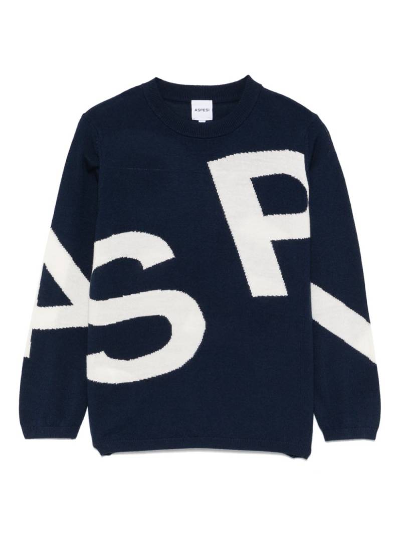 Aspesi Kids intarsia-logo sweater - Blue von Aspesi Kids