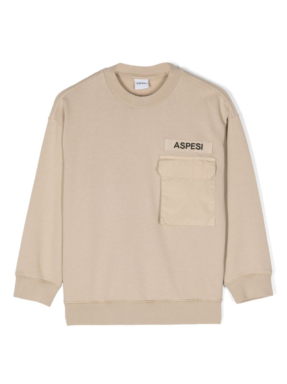 Aspesi Kids logo-appliqué cotton sweatshirt - Neutrals von Aspesi Kids