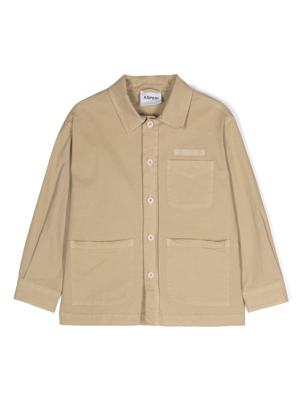 Aspesi Kids logo-patch shirt jacket - Neutrals von Aspesi Kids