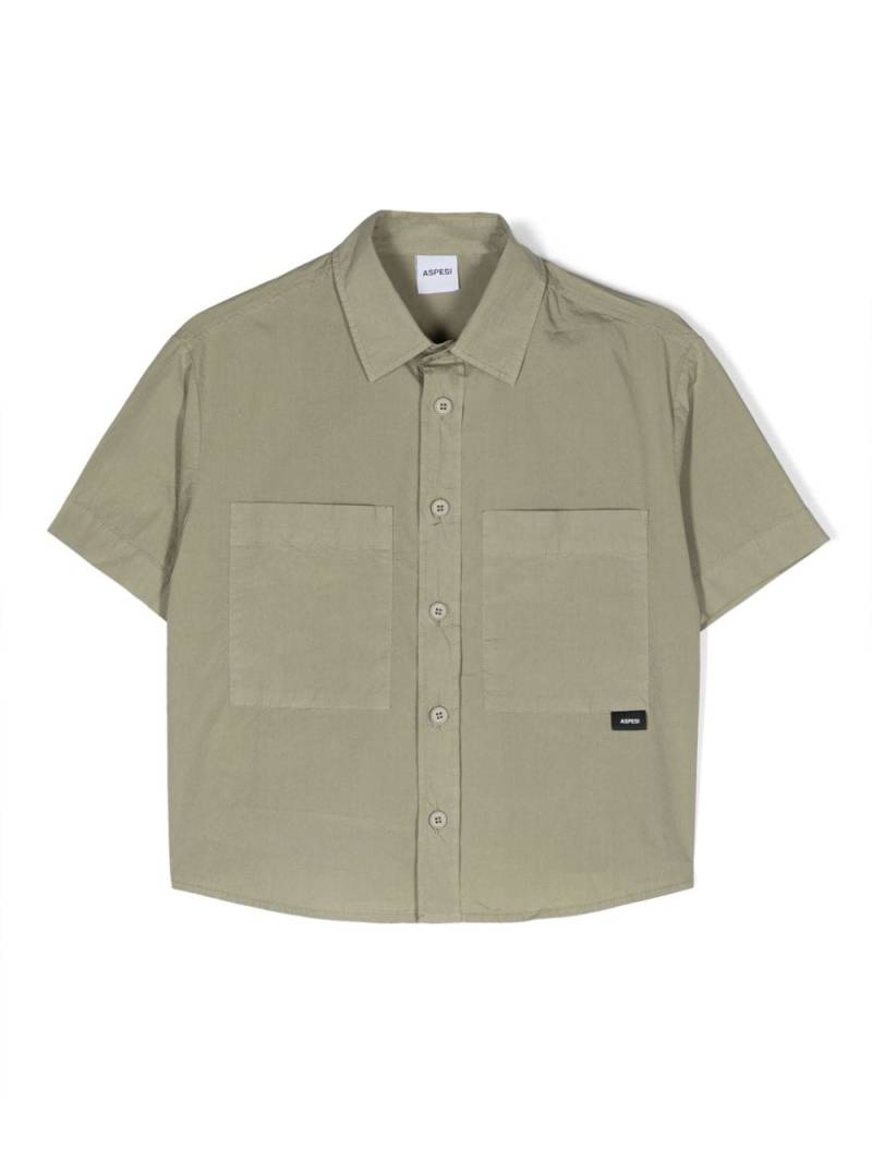 Aspesi Kids patch-pocket poplin shirt - Green von Aspesi Kids