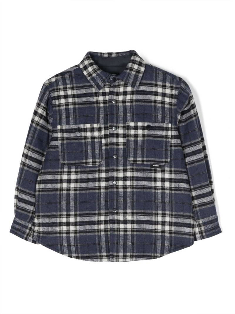 Aspesi Kids plaid-check pattern shirt jacket - Blue von Aspesi Kids