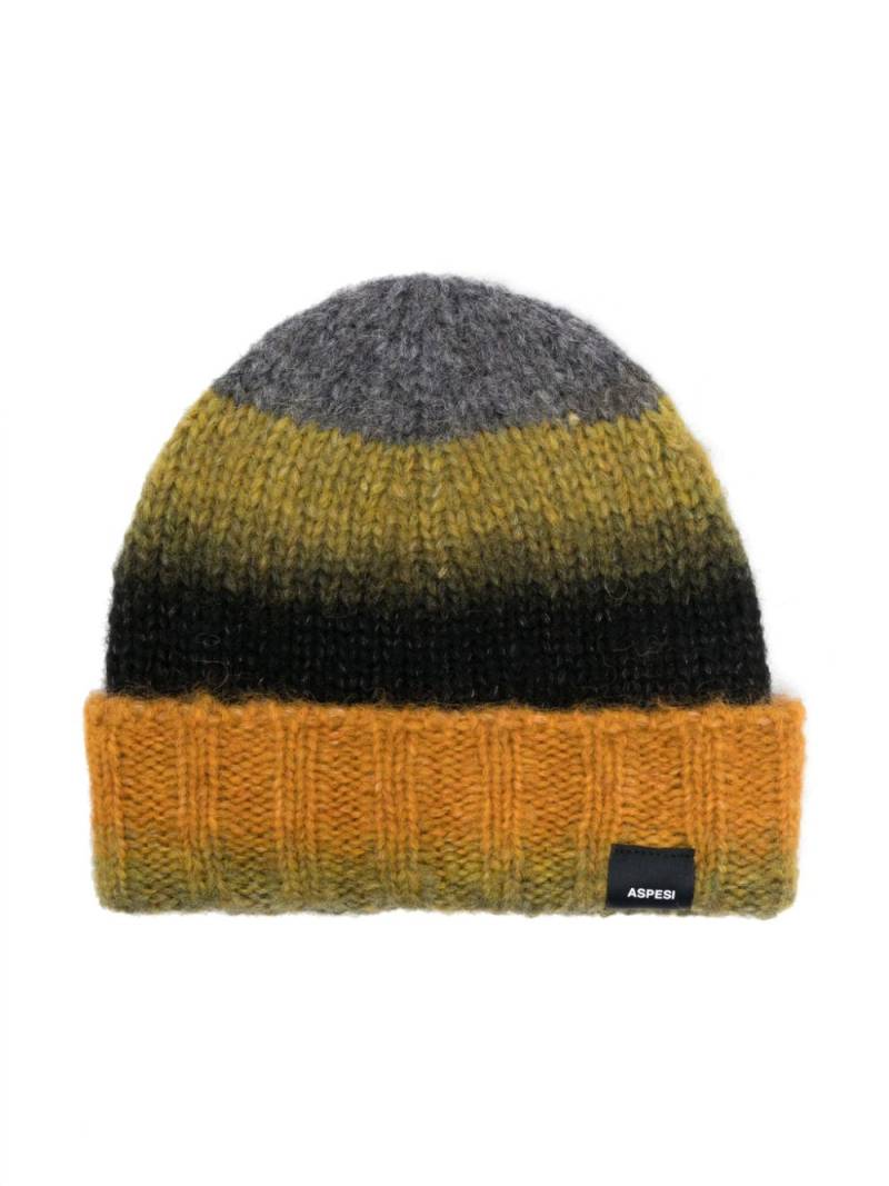 Aspesi Kids ribbed-knit stripe-pattern beanie - Yellow von Aspesi Kids