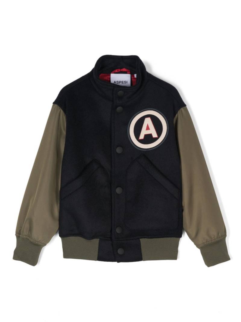 Aspesi Kids rubberised-logo jacket - Blue von Aspesi Kids