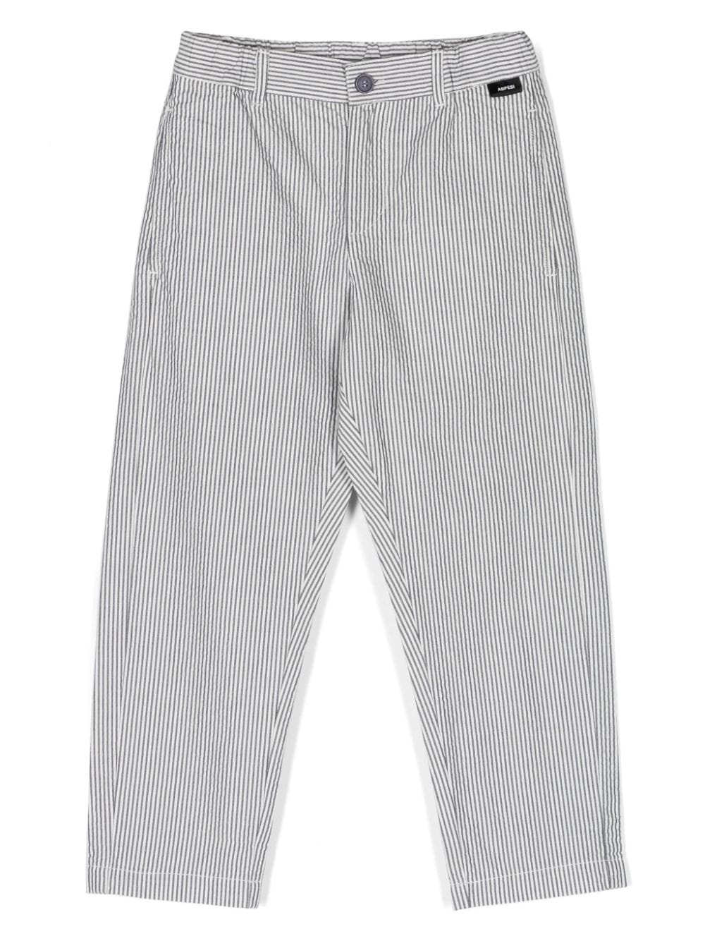 Aspesi Kids striped straight-leg trousers - Blue von Aspesi Kids