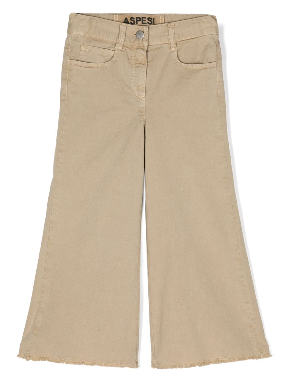 Aspesi Kids wide-leg frayed-hem trousers - Neutrals von Aspesi Kids