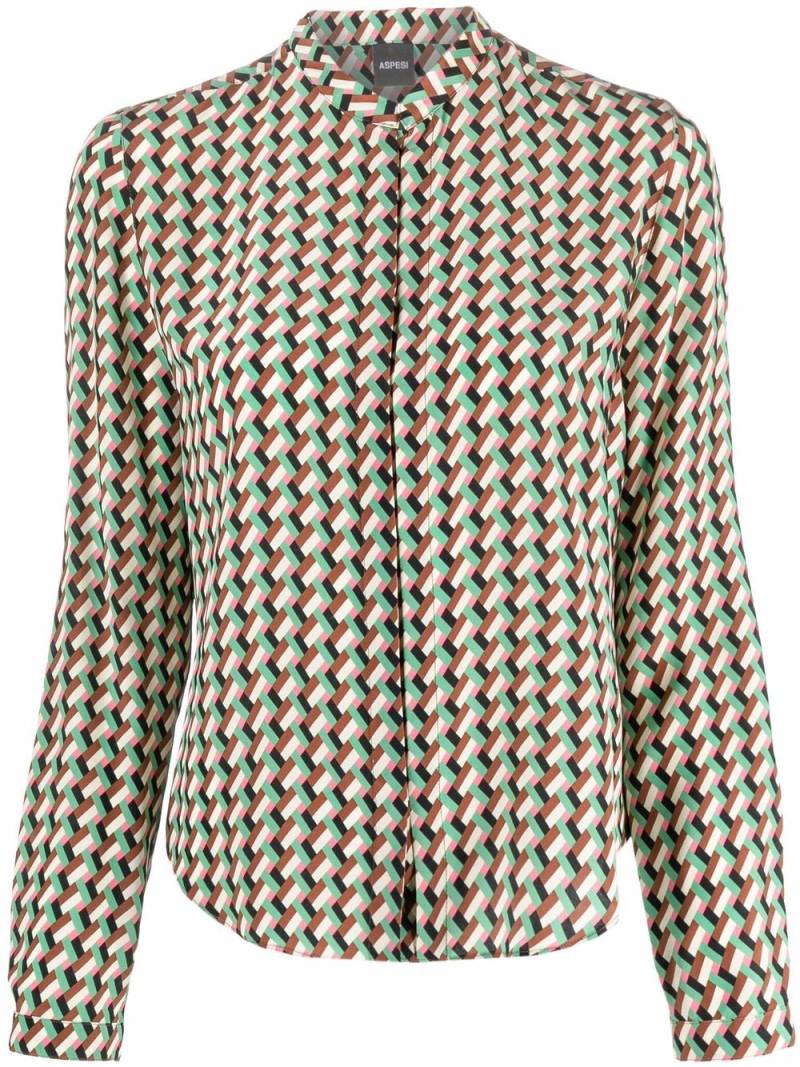 ASPESI geometric-print silk shirt - Green von ASPESI