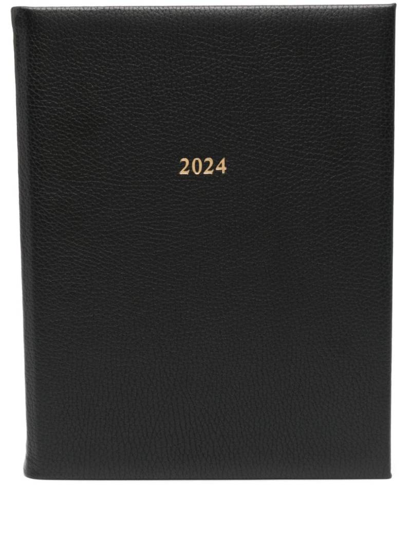 Aspinal Of London 2024 A4 Day to Page leather diary - Black von Aspinal Of London