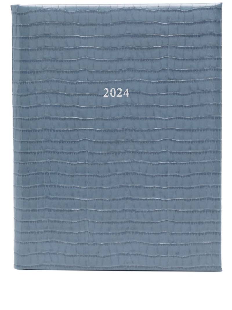 Aspinal Of London 2024 A4 Day to Page leather diary - Blue von Aspinal Of London