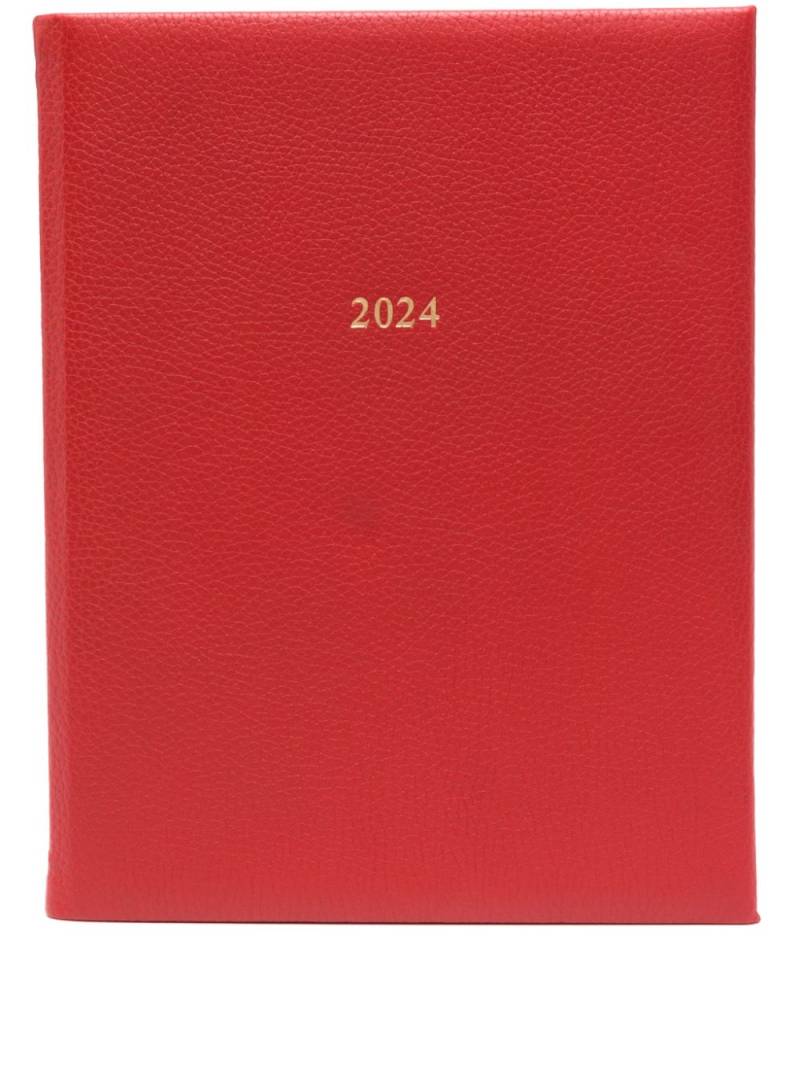 Aspinal Of London 2024 A4 Day to Page leather diary - Red von Aspinal Of London