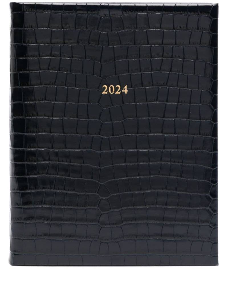 Aspinal Of London 2024 Quarto embossed-crocodile diary - Blue von Aspinal Of London