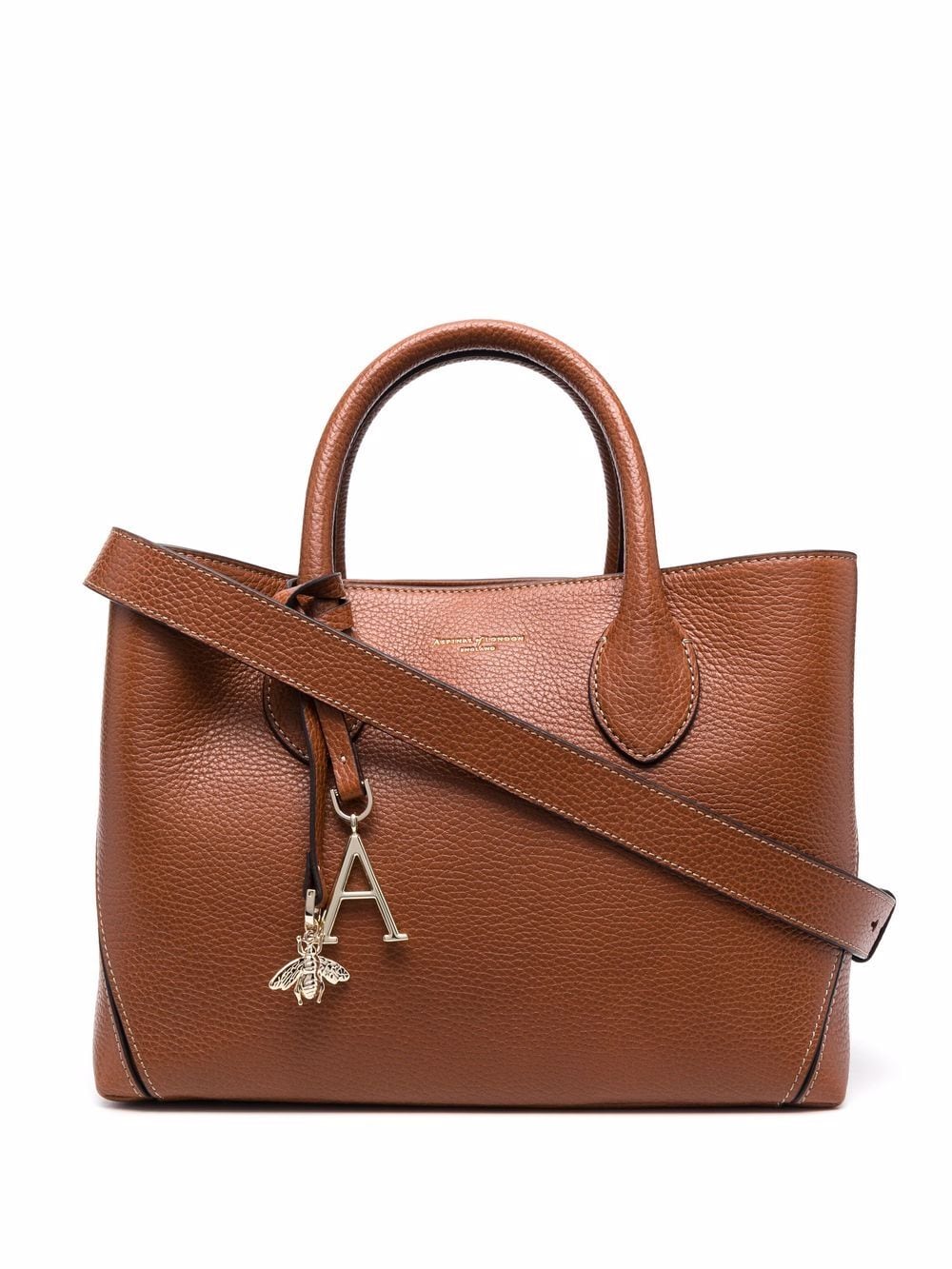 Aspinal Of London Midi London pebble-texture leather tote bag - Brown von Aspinal Of London