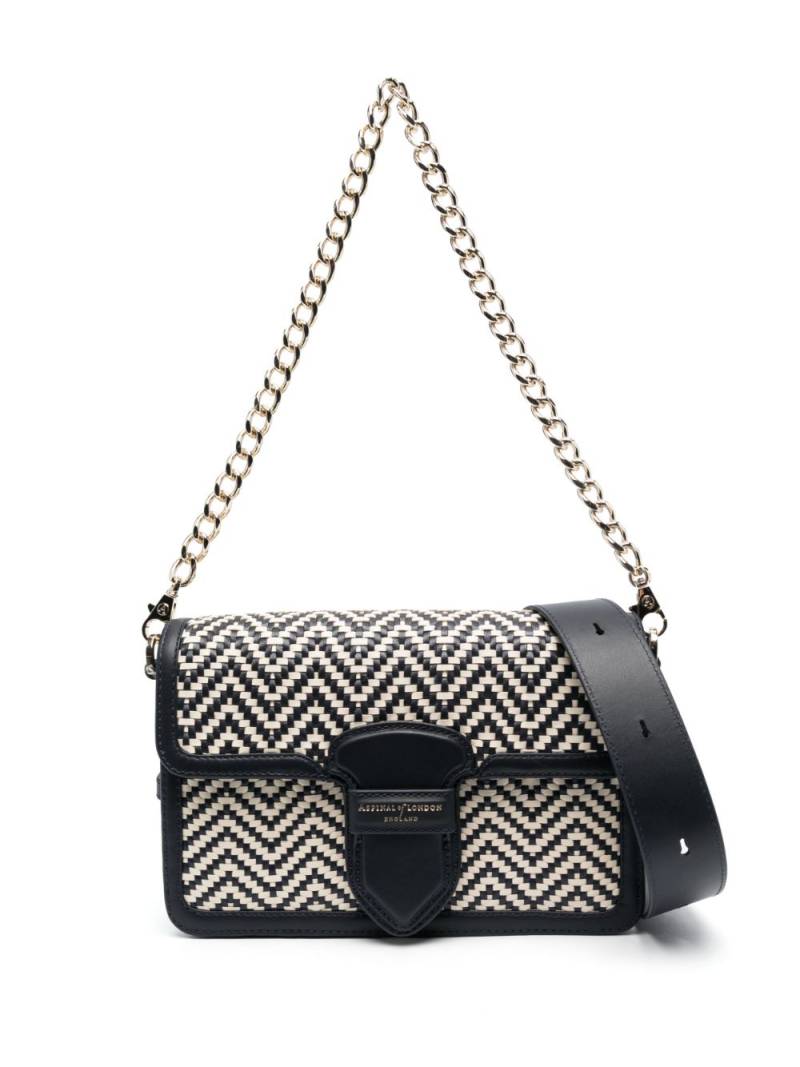 Aspinal Of London Resort chevron leather shoulder bag - Blue von Aspinal Of London