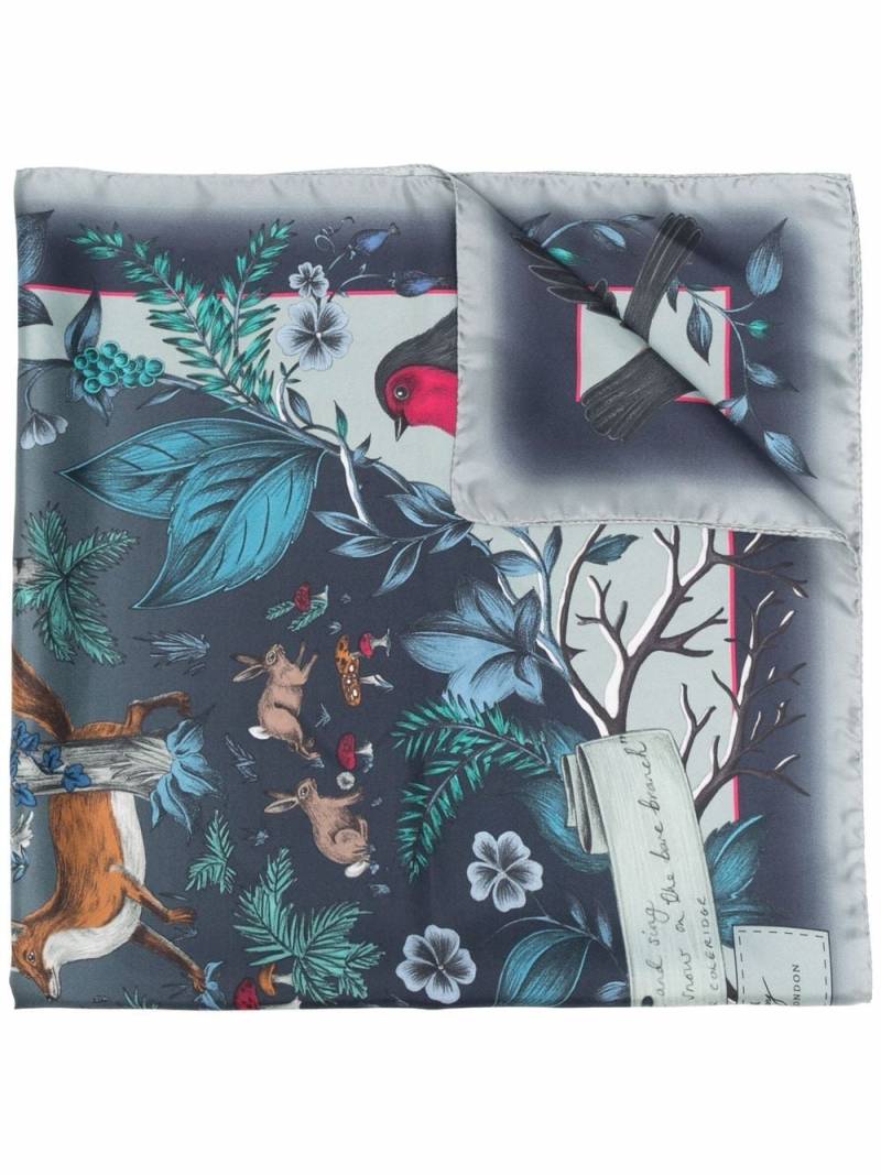 Aspinal Of London Robin silk scarf - Blue von Aspinal Of London