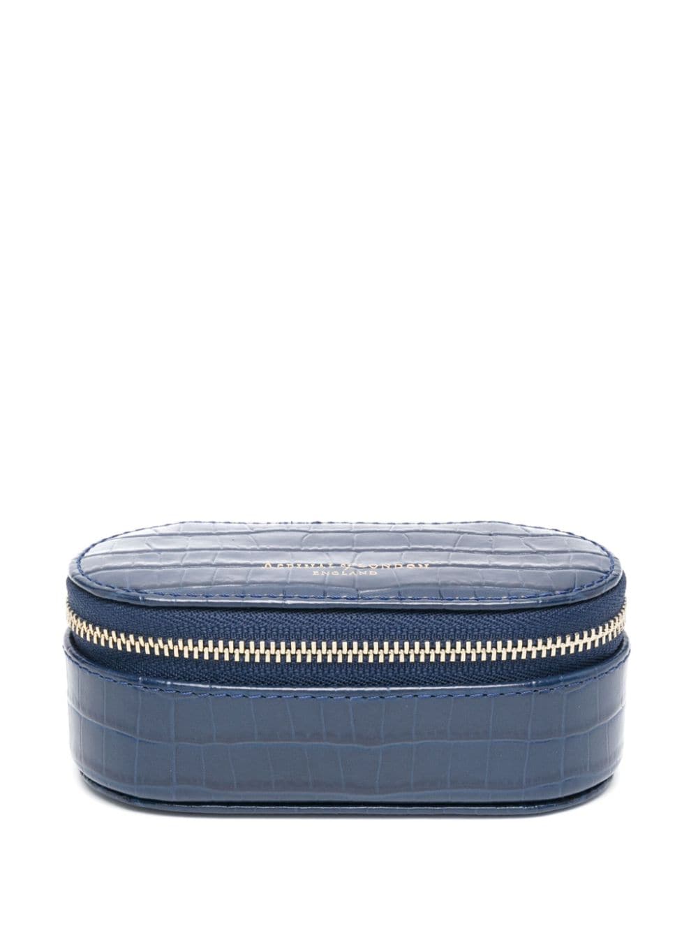 Aspinal Of London Tidy croc-embossed make-up bag - Blue von Aspinal Of London