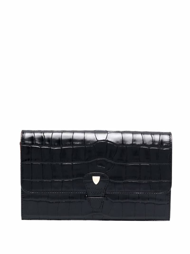 Aspinal Of London embossed-crocodile travel wallet - Black von Aspinal Of London