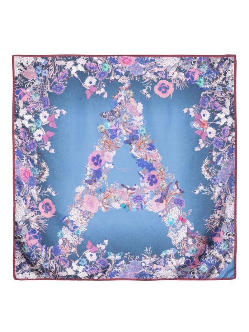 Aspinal Of London floral-print silk scarf - Blue von Aspinal Of London