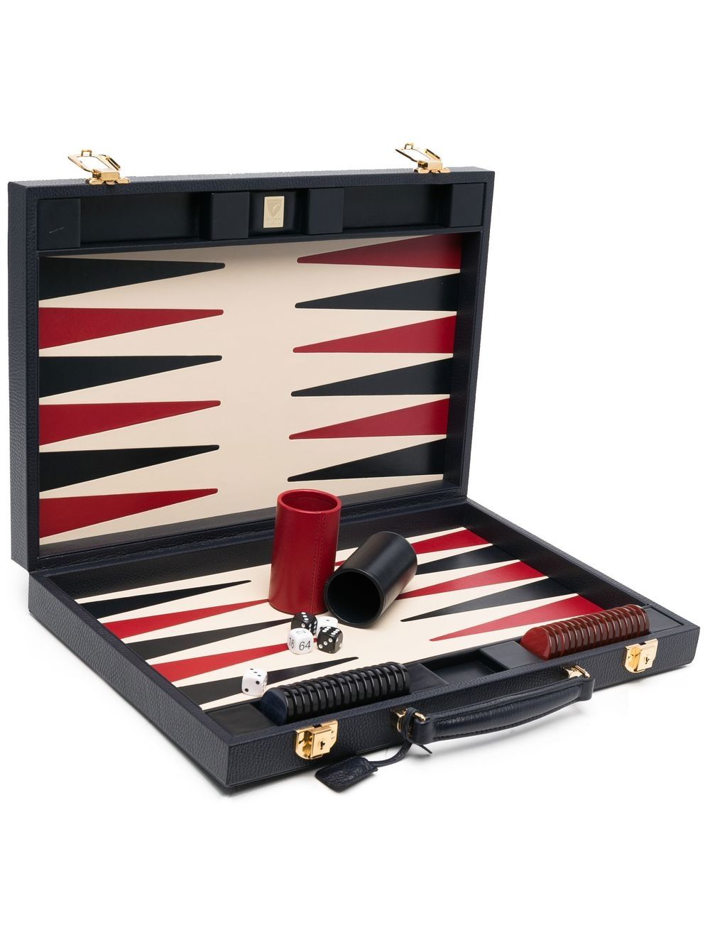 Aspinal Of London pebbled-leather backgammon set (17'') - Blue von Aspinal Of London