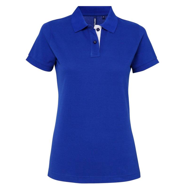 Kurzarm Kontrast Polo Shirt Damen Königsblau S von Asquith & Fox