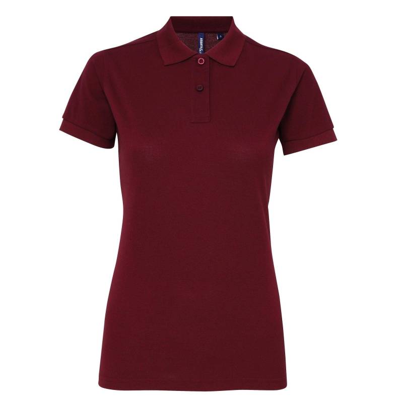 Kurzarm Performance Blend Polo Shirt Damen Weinrot L von Asquith & Fox