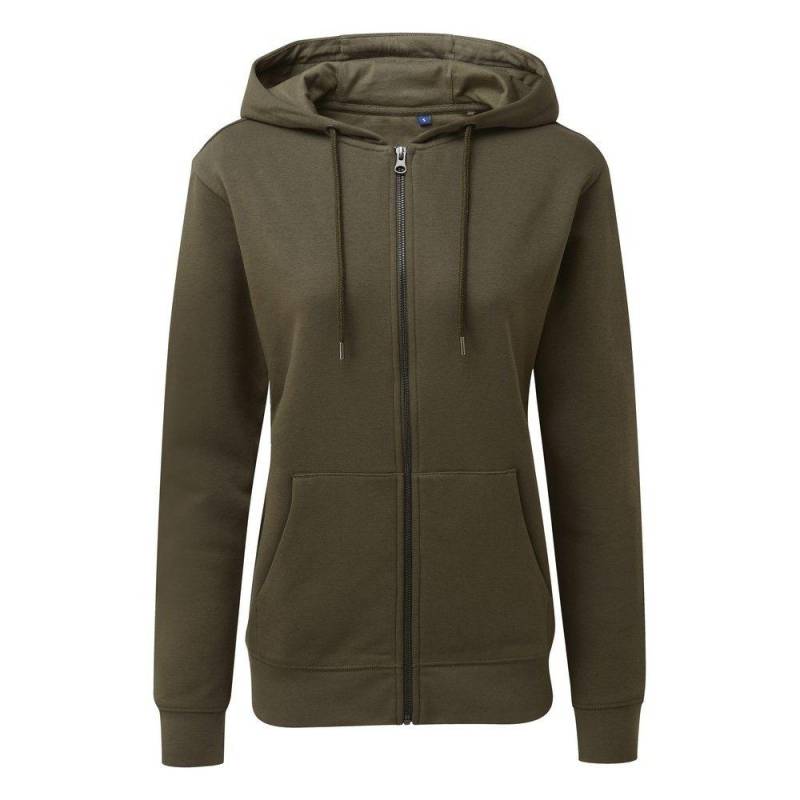 Zipthrough Organic Hoodie Damen Olivegrün 40 von Asquith & Fox