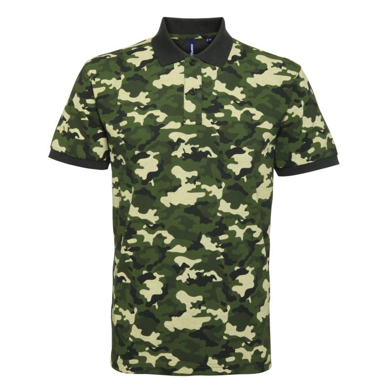 Camo Poloshirt Herren Grün L von Asquith & Fox