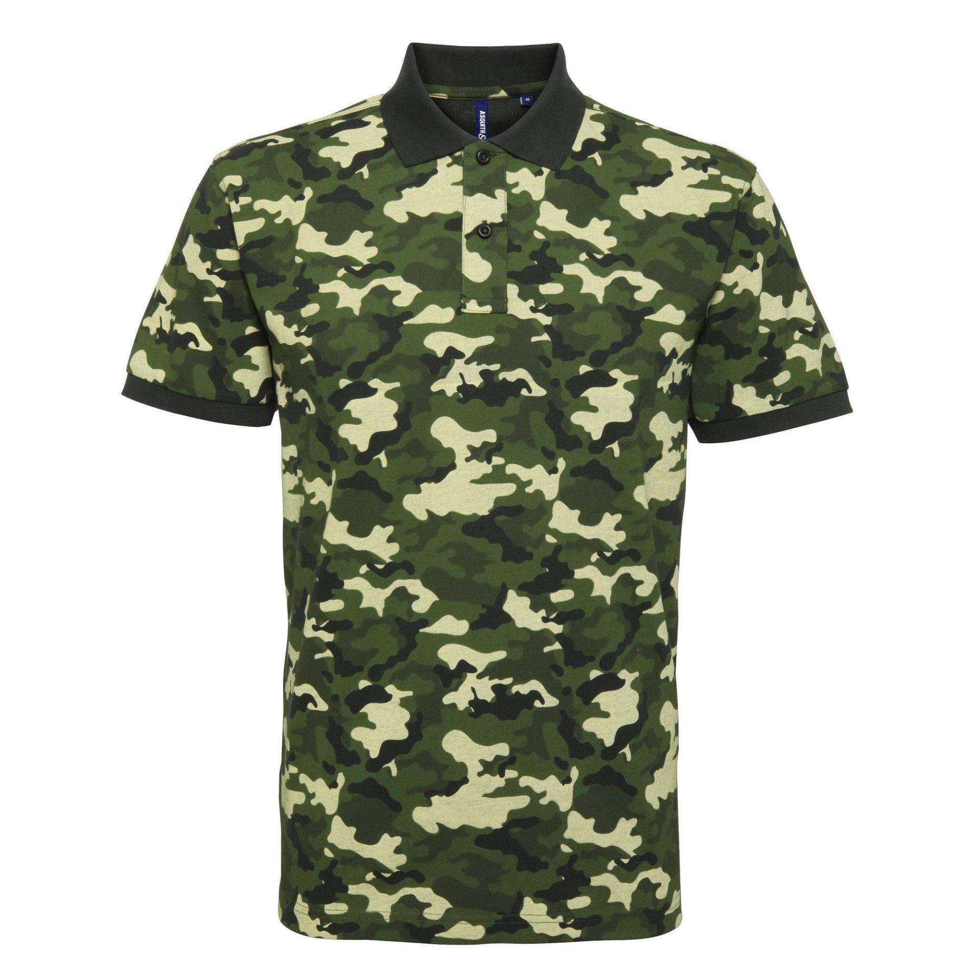 Asquith & Fox - Camo Poloshirt, für Herren, Grün, Größe XL von Asquith & Fox