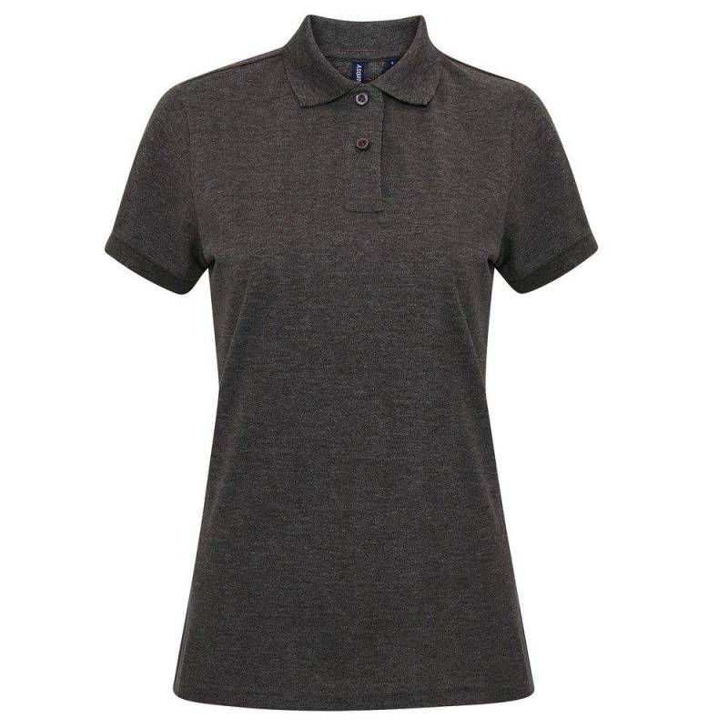 Kurzarm Performance Blend Polo Shirt Damen Charcoal Black L von Asquith & Fox