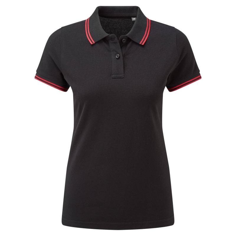 Asquith & Fox - Poloshirt Mit kontrastfarbenen Streifen, für Damen, Schwarz, Größe L von Asquith & Fox