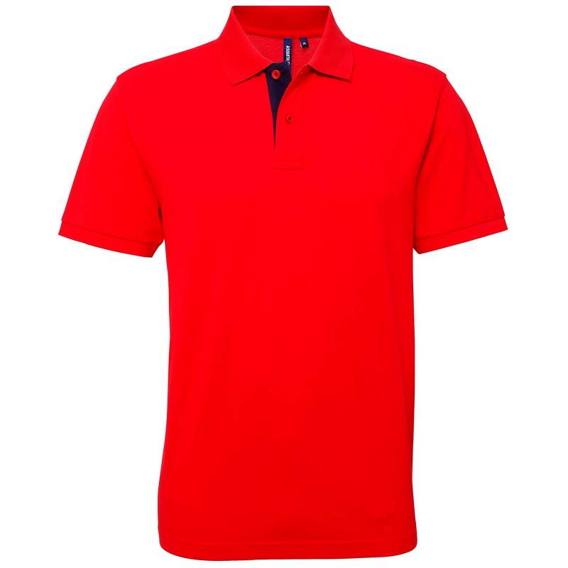 Poloshirt, Kurzärmlig Herren Rot Bunt L von Asquith & Fox