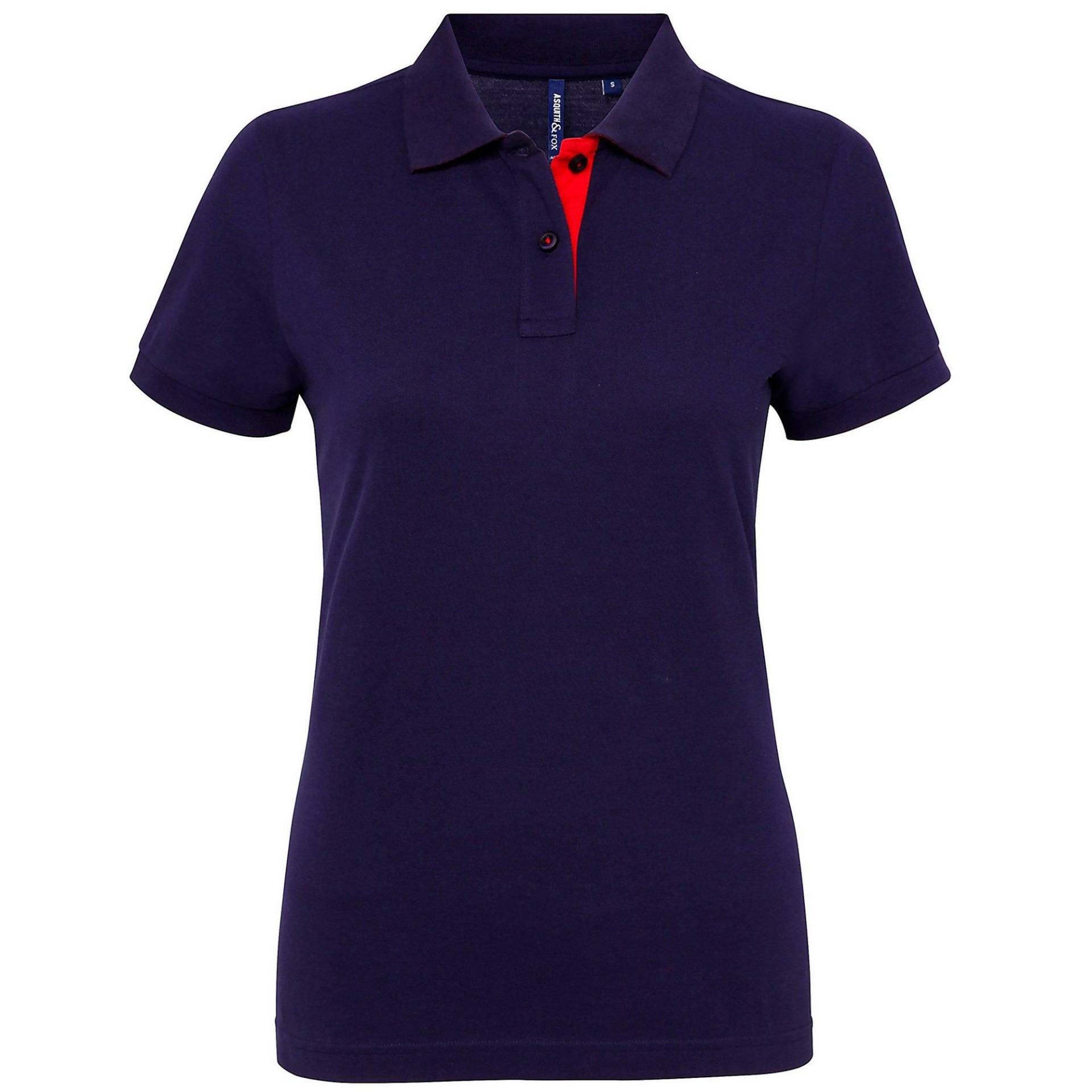 Kurzarm Kontrast Polo Shirt Damen Marine M von Asquith & Fox