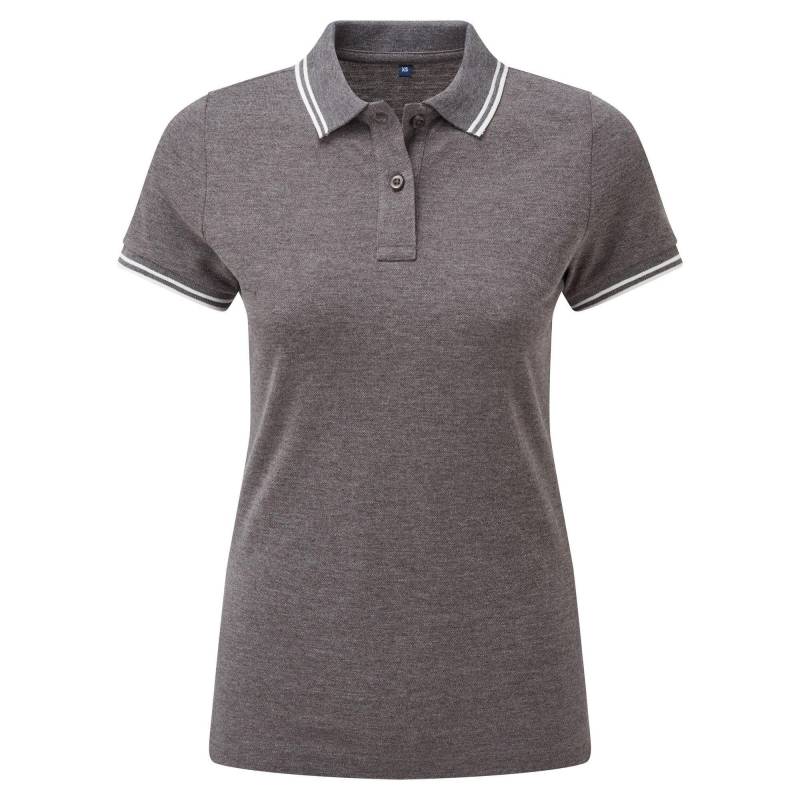 Asquith & Fox - Poloshirt Mit kontrastfarbenen Streifen, für Damen, Charcoal Black, Größe M von Asquith & Fox